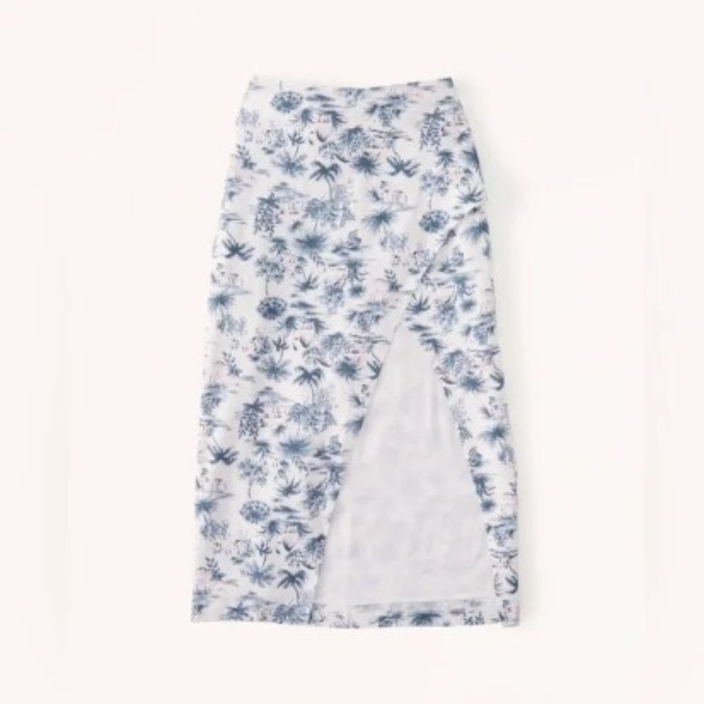 NWT Linen-Blend Midi Skirt